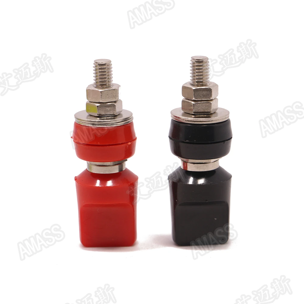 

2pcs Amass M10 terminal column pure copper high current 100A belt 4mm socket screw panel installation Track Shipping