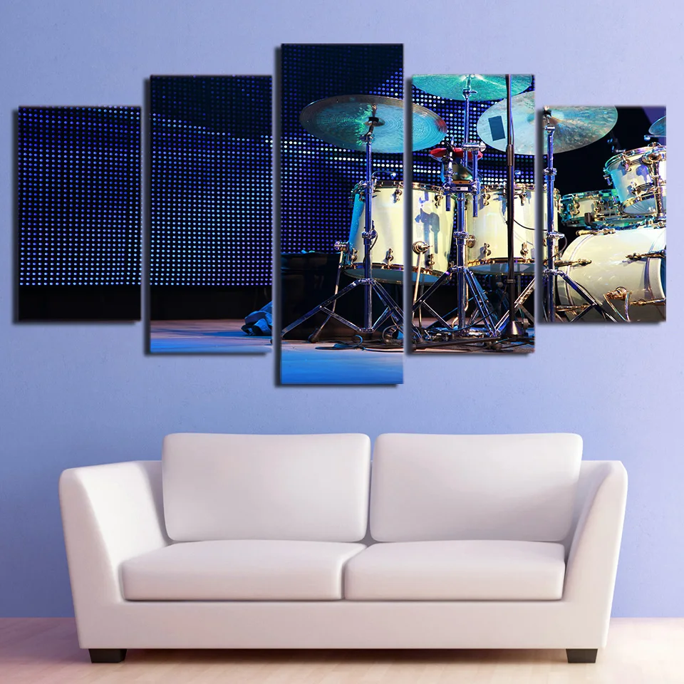 

Modern Canvas Painting Modular Poster 5 Pieces Drum In Stage Painting Wall Art Home Decor For Living Room Print Pictures Artwork
