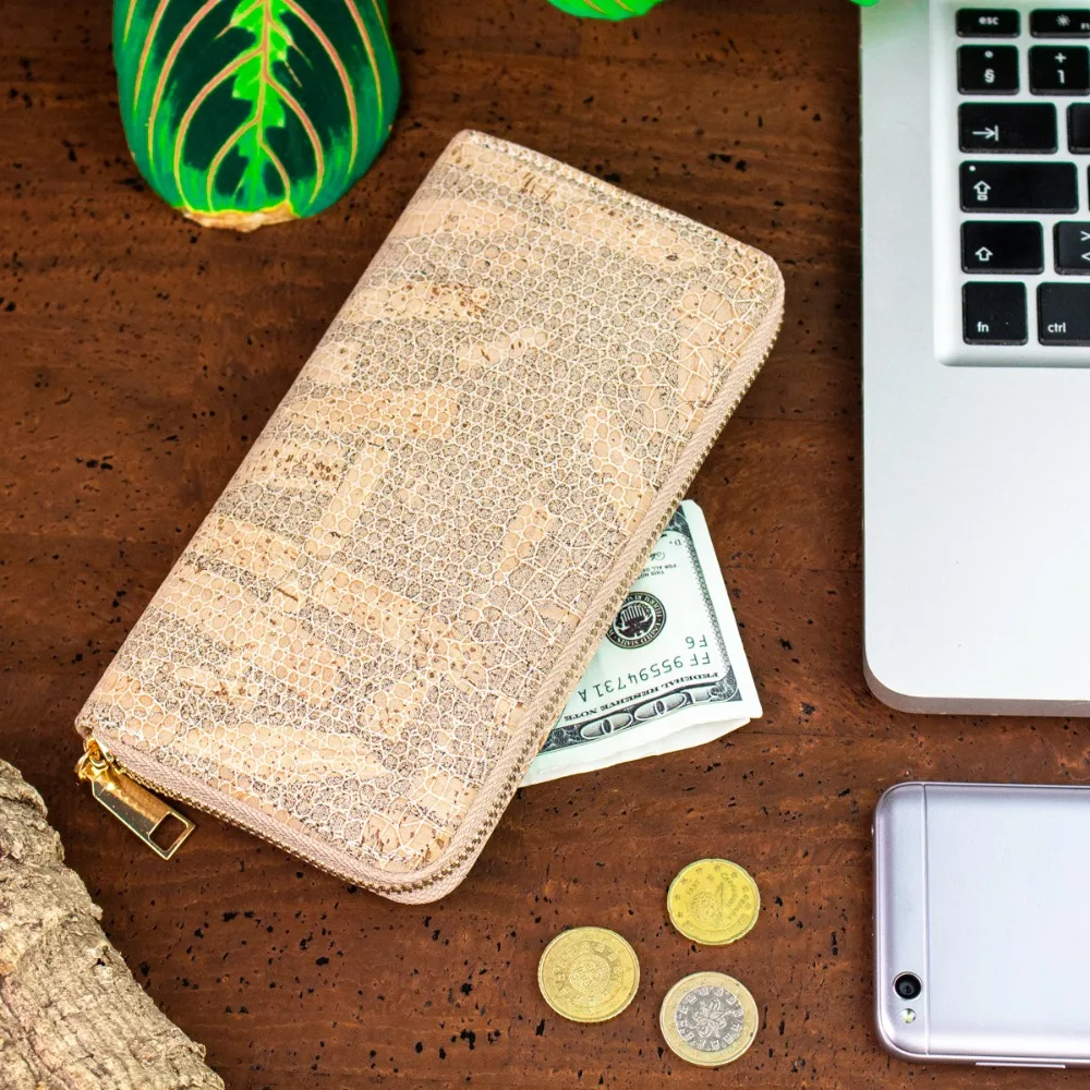 

Snake skin pattern cork wallet cork vegan handmade casual wooden Eco wallet from Portugal BAG-324-D