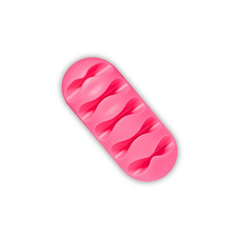 Pink Bakeey 5 слотов липкий силиконовый Desktop наушники USB организатор кабель Управление держатели мини пять пористых телефон данных кабель стоит - Цвет: Pink