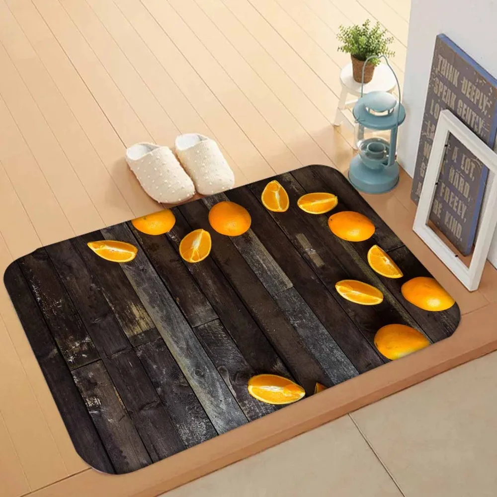 Else серый черный деревянный на ломтиках апельсиновых фруктов 3d узор принт нескользящий моющийся коврик Домашний Декор Прихожая кухонный коврик
