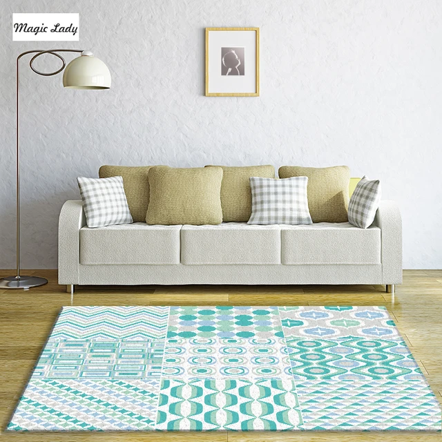 Alfombras Turquesa Salón Dormitorio Mosaico Geométrico Abstracto Arte
