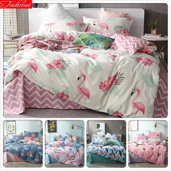 

Flamingo Pattern Pink White Duvet Cover Sheet Pillowcase 3/4 pcs Bedding Set Adult Kids Child Soft Cotton Bed Linens Quilt Case