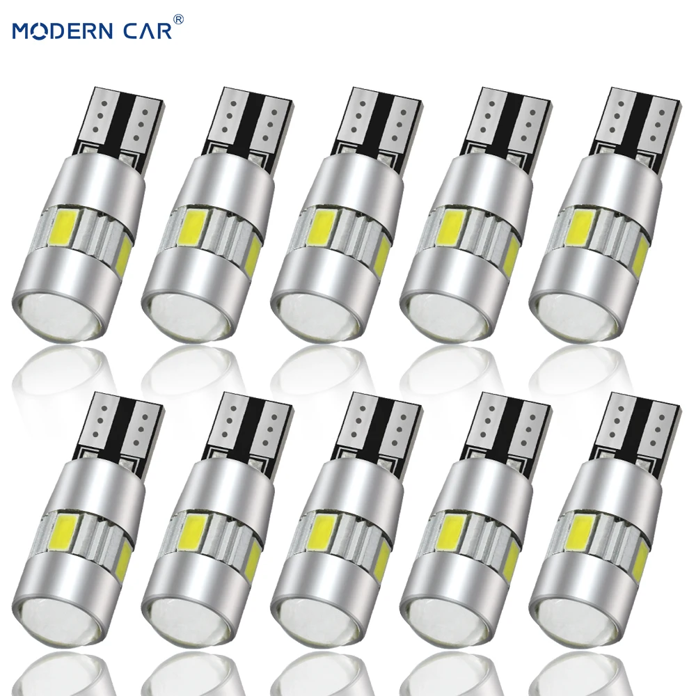 Современный автомобиль 10x T10 DC 12 V W5W 168 194 6SMD 5630 T10 светодиодный лампы Авто Клин автомобилей Побочные Лампы Canbus ОШИБОК для Unversail автомобиля