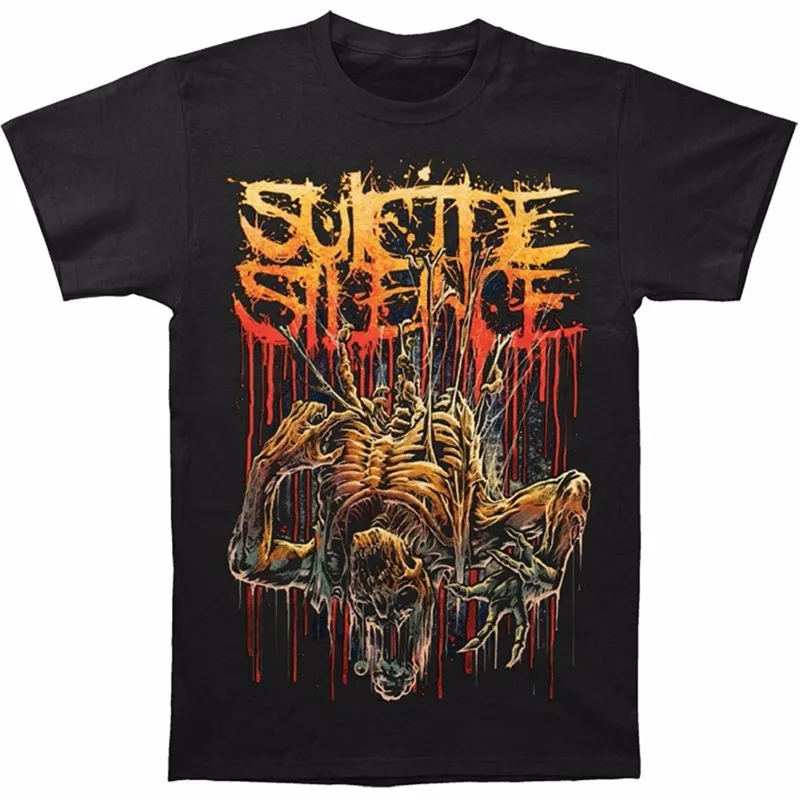 Винтажные Футболки С Коротким Рукавом Печати Экипаж Шеи Мужские Suicide Silence