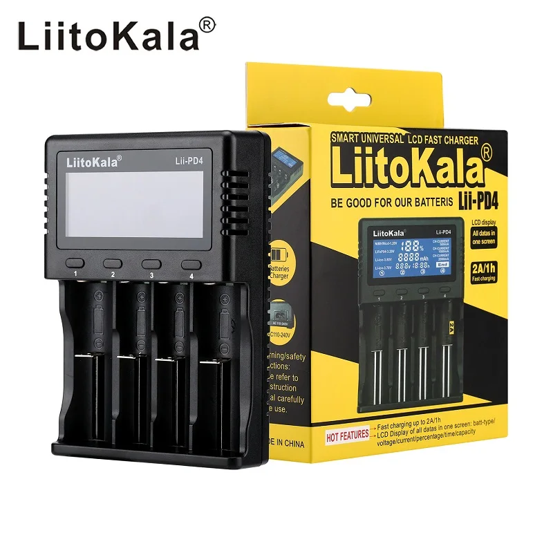 Умное устройство для зарядки никель-металлогидридных аккумуляторов от компании LiitoKala: lii-500S lii-500 lii-PD4 Lii 202 402 S2 S4 18650 Батарея Зарядное устройство для 26650 16340 речная Батарея - Цвет: lii-PD4