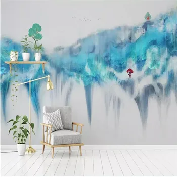 

Abstract art ink landscape professional production custom high-end mural TV background wall manufacturers wholesale wallpaper mu