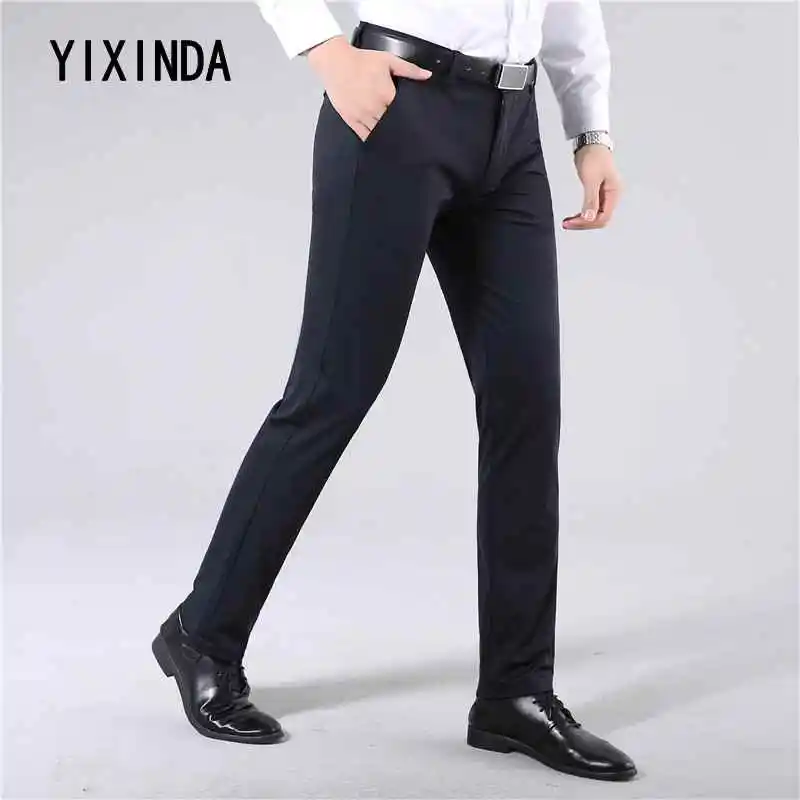 Yixinda брендовые Весенние новые мужские деловые повседневные штаны, высокое качество Stretch костюм брюки