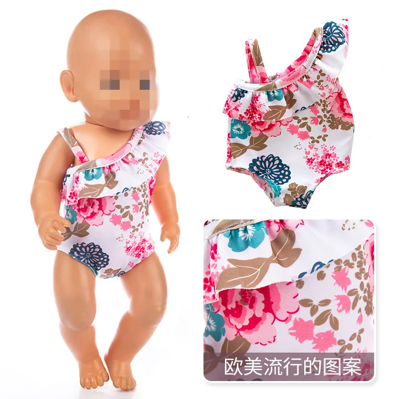 

Born New Baby Fit 18 inch 40-43cm Doll Clover Flamingo Cake Red Lip Swimming Suit Clothes accessories For Baby Gift