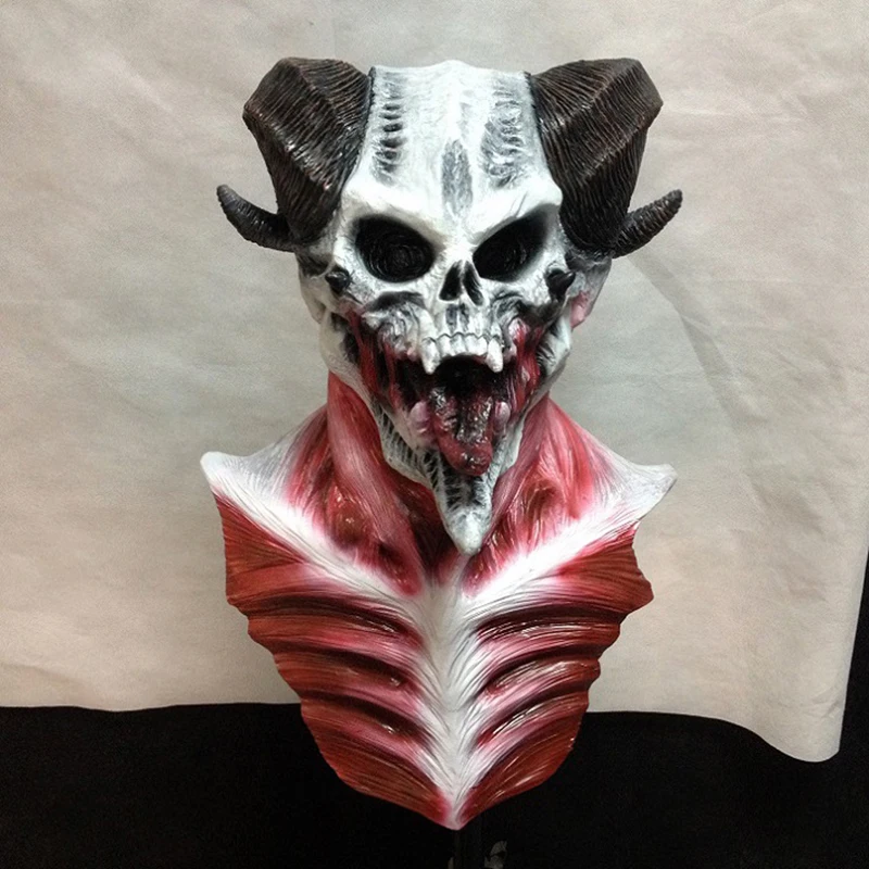 

Cave Demon Skull Mask Skeleton Blood Goat Sucker Zombie Design Cannibal Mask Latex Adult Halloween Costume