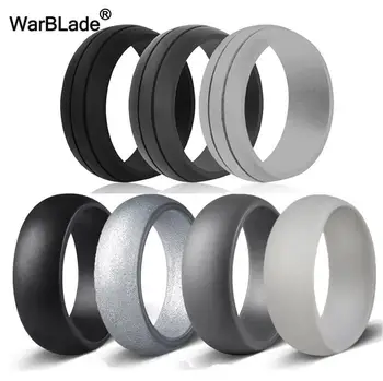 

7pcs/set 6-12 Size Hypoallergenic Crossfit Flexible 8mm Food Grade FDA Silicone Finger Ring For Men Women Wedding Jewelry Gift