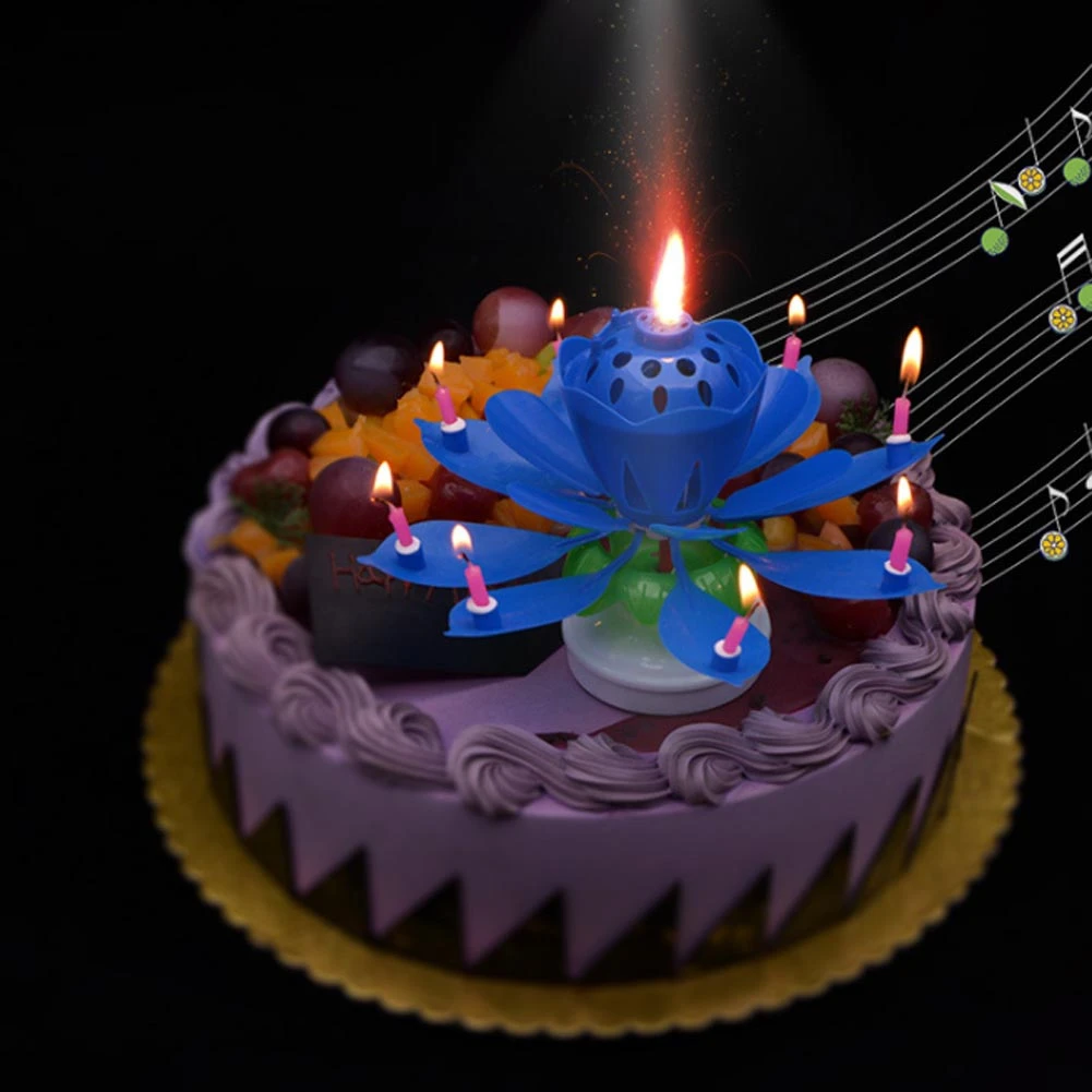 Bougie Rotative A Fleurs Pour Gateau D Anniversaire 1 Piece Magnifique Decoration De Gateau Scintillante Avec De La Musique Aliexpress