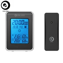 Digoo DG TH1981 Thermometer Hygrometer With Sensor Blue Backlit Weather Station Hygrometer Thermometer Outdoor Forecast font