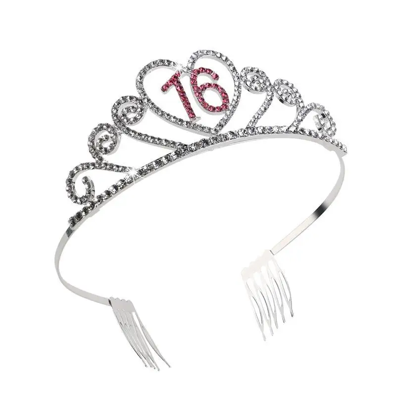 Amosfun 50th Birthday Tiara Headband Crystal Rhinestone Women 50th Birthday Crown for Birthday Party Hair Accessory Silver
