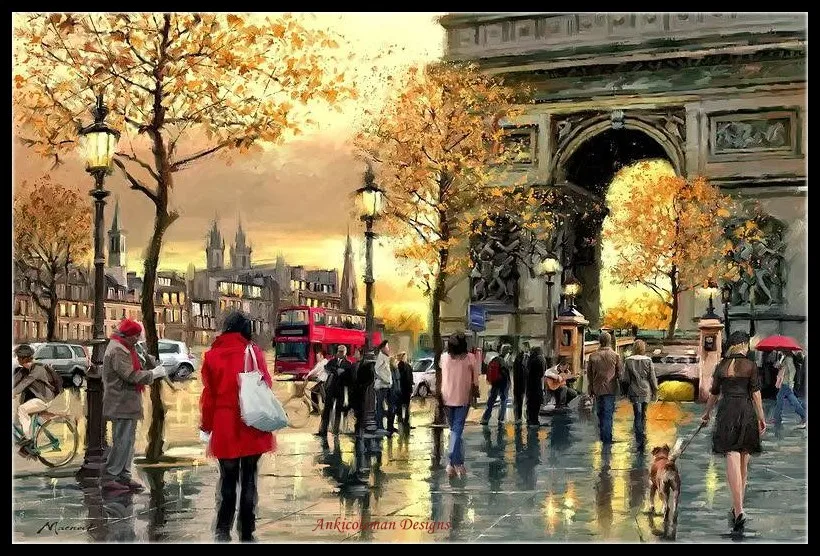 Billige Stickerei Gezählt Kreuz Stich Kits Hand Handwerk 14 ct DMC Farbe DIY Kunst Handgemachte Decor London Paris Neue york