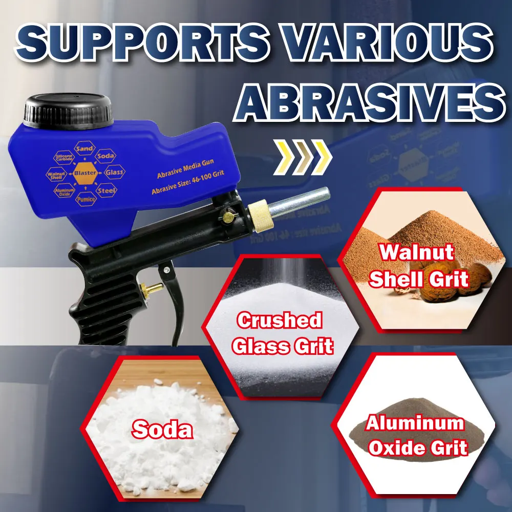 Portable Gravity Feed Sandblaster Pneumatic Rust Blasting Gun