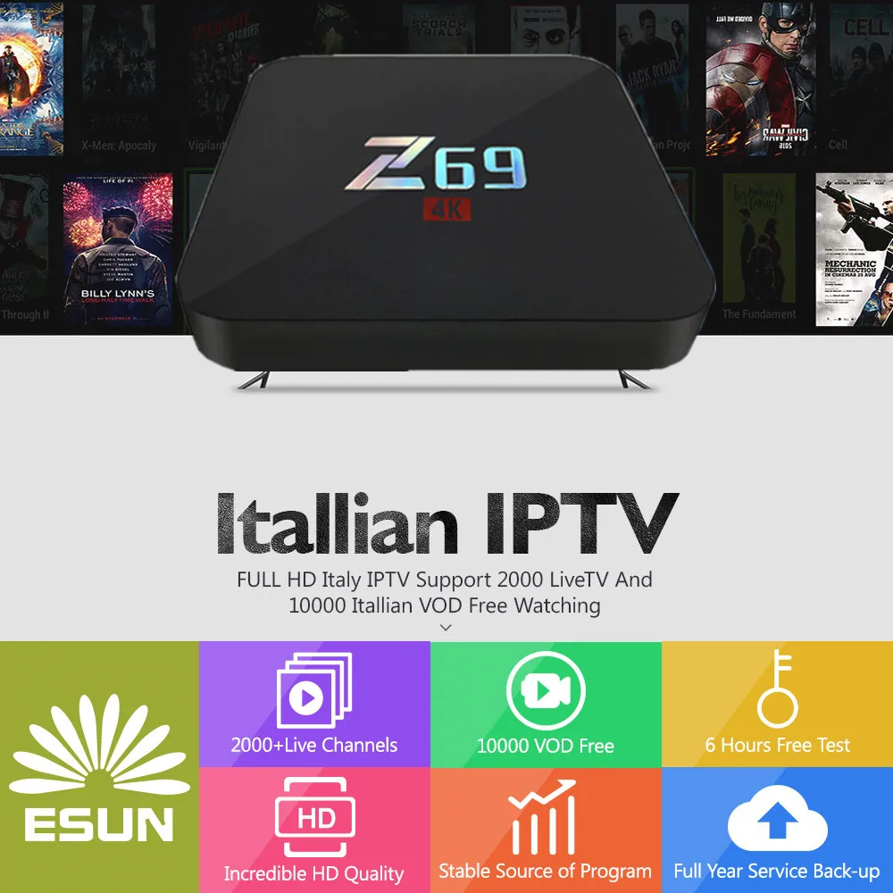 

Z69 With 1 Year Italy IPTV Box 3G/32G Amlogic S905 Italy IPTV EPG 4000+Live+VOD configured Europe Albania ex-yu XXX channels BOX