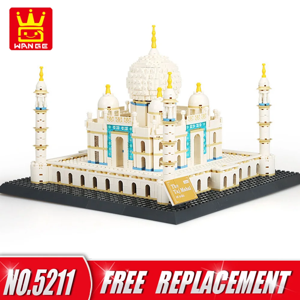 WANGE 1505pcs DIY Building Blocks Bricks TAJ MAHAL of AGRA Educational Kids Toys for Home Decor NO.5211 wange building blocks toys for children gifts architectures series 978pcs bricks diy educational no 8015