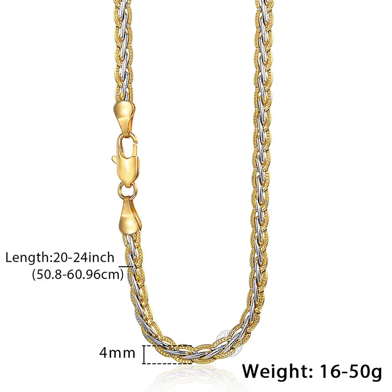 Ожерелье с цепочкой из звеньев пшеницы 3/4 мм 45 60 см|women necklace|necklace goldwomen necklace gold |