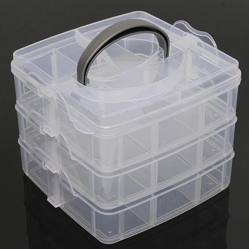 

1pc 3 Layers Transparent Appearance Plastic Clear Jewelry Bead Organizer Box Storage Container Case Craft Tool