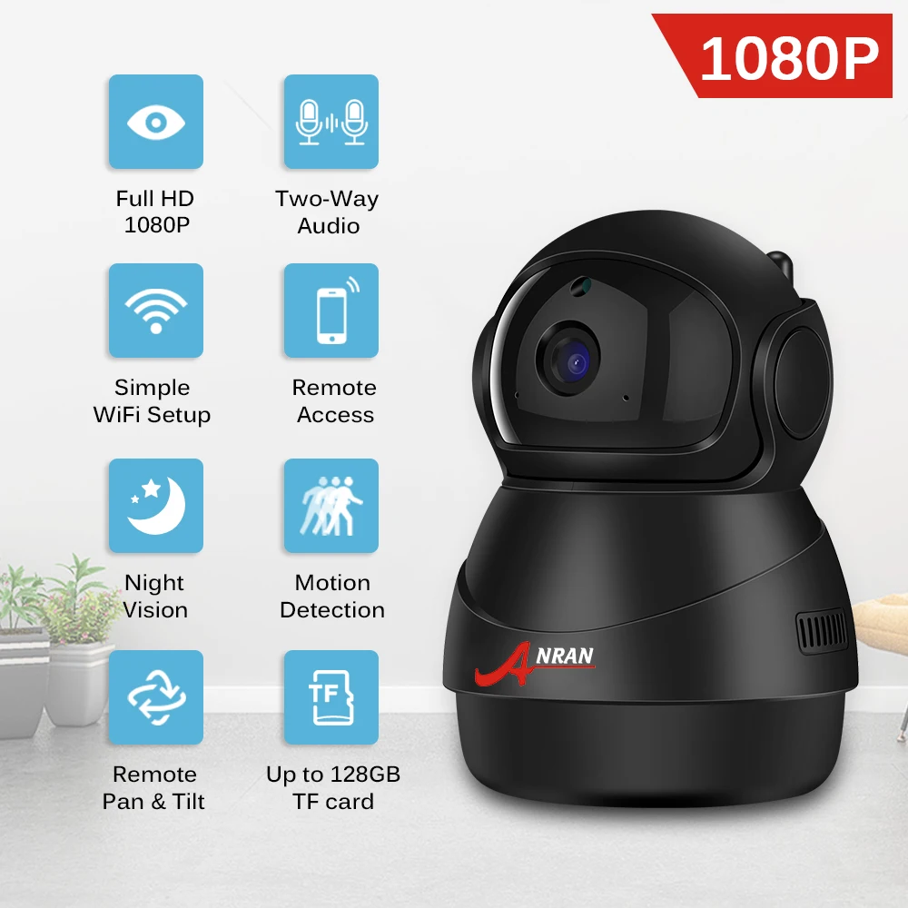 

ANRAN HD 1080P Camera Wifi Two-Way Audio Home Video Surveillance Camera Night Vision Security Camera Baby Monitor