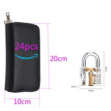 24 шт Goso отмычки с кожаной сумкой+ 1 шт 7 контактов прозрачный замок для начинающих Практика слесаря Лучшие