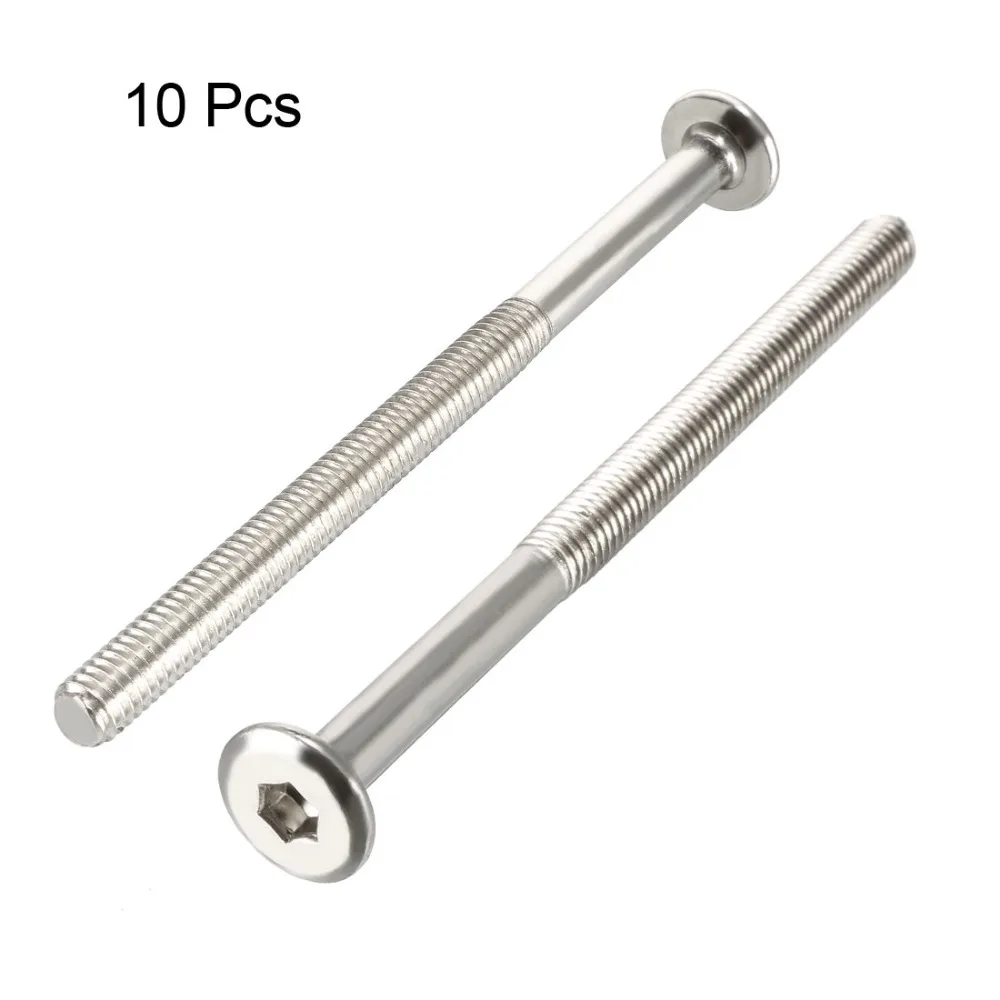 UXCELL 10Pcs M6x90mm Hex Socket Head Screws Furniture Bolts 58mm Thread