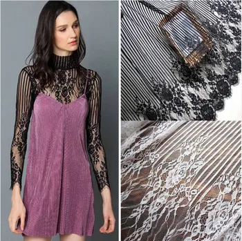 

3 M/ Lot Exquisite Eyelash Lace Fabric White Black Handmade Diy Curtain Decorative 150CM Wide Clothes Accessories