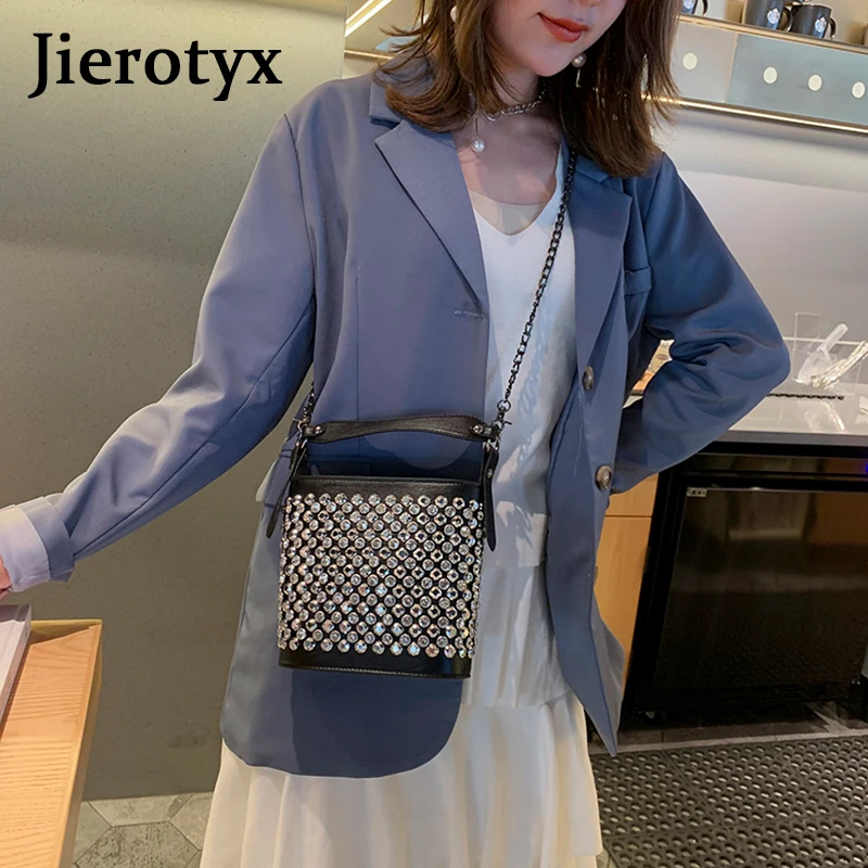 Jierotyx 2019 حقيبة يد للنساء لسيدة حزب الأزياء التمساح حقيبة كتف المرأة جلد أسود القوطية حقائب النساء رسول
