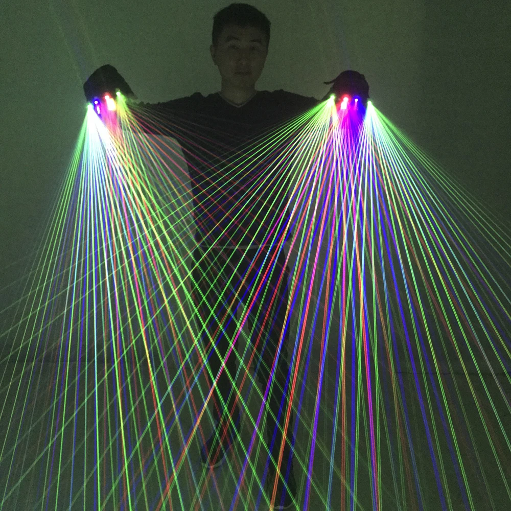 

2 in 1 Multi-line RGB Laser Gloves With2 Green 1 Red 1 Blue For LED luminous Costumes Show