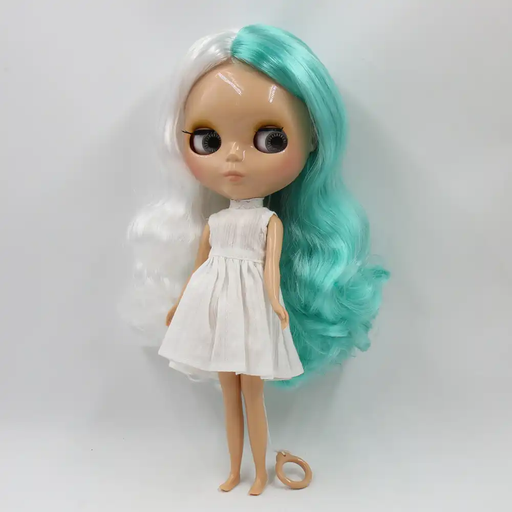 blyth nude doll 1/6 cute white green bicolor c
