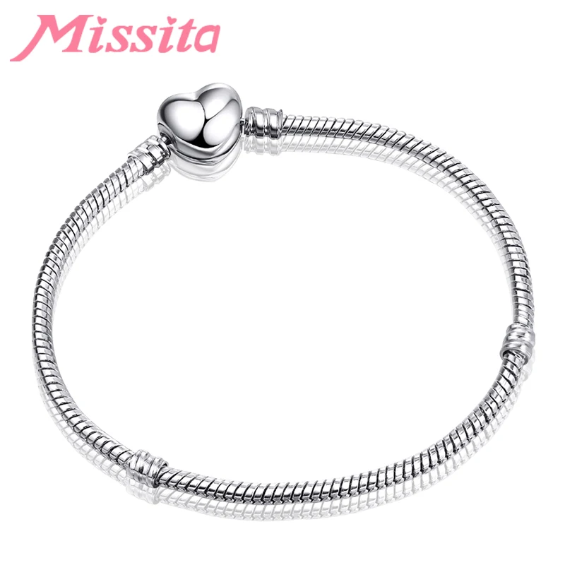 

MISSITA Women Basic Snake Chain Hidden clasp for Charm Bracelet Beads DIY Jewelry Making Fashion Brand Accessories Gift