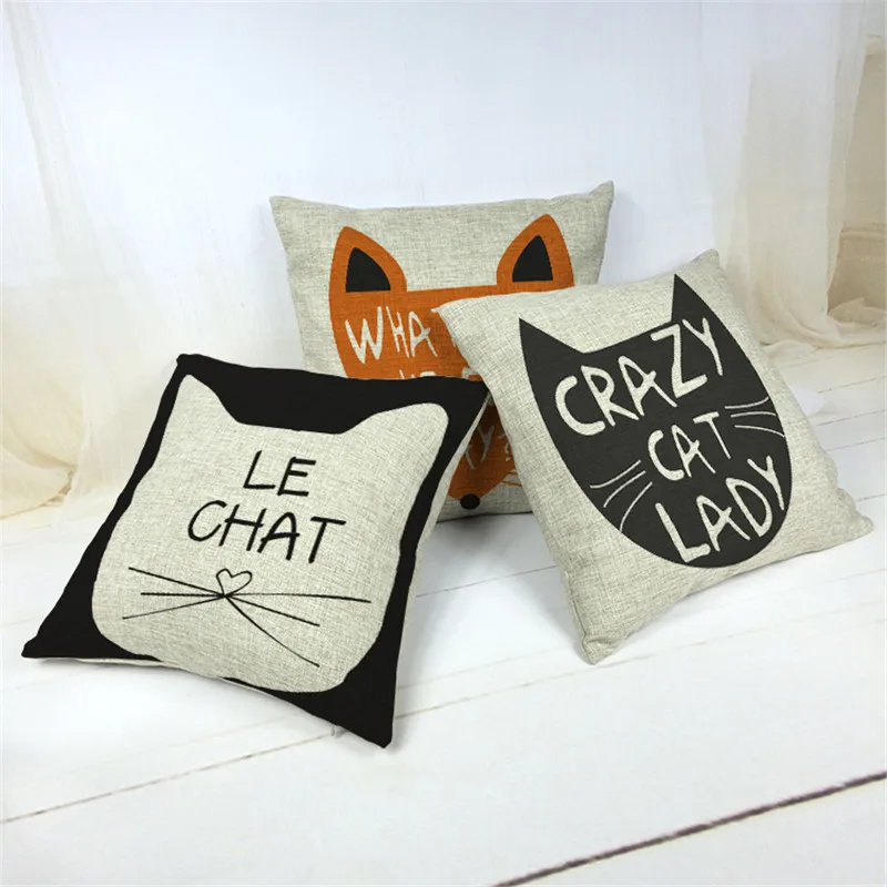 Crazy cat Леди дома декоративная подушка уютная диванная 45x45 см с рисунком кошки из