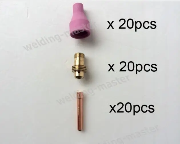 

QQ150 weld Tig Consumables Parts Nozzle , Collet ( 1.6 / 2.4 / 3.2mm ) , Collet body 60PCS
