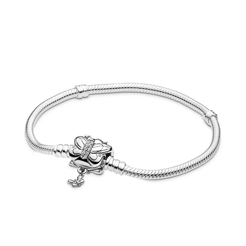 

2019 Authentic 100% 925 Silver Butterfly Snake Chain Bracelets Fit for European Charms Beads DIY Jewelry Making for Women Gift