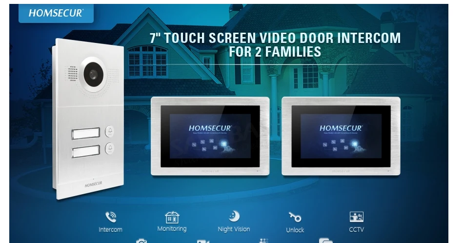 HOMSECUR телефон видео домофон системы с обнаружения движения для дома/без каблука BC121-2S + BM714-S