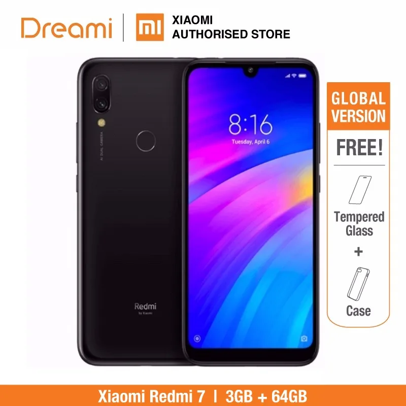 النسخة العالمية Xiaomi Redmi 7 64 GB ROM 3 GB RAM (العلامة التجارية الجديدة و صندوق معزول) سهم جاهز النسخة العالمية Xiaomi Redmi 7 64 GB ROM 3 GB RAM (العلامة التجارية الجديدة و صندوق معزول) سهم جاهز