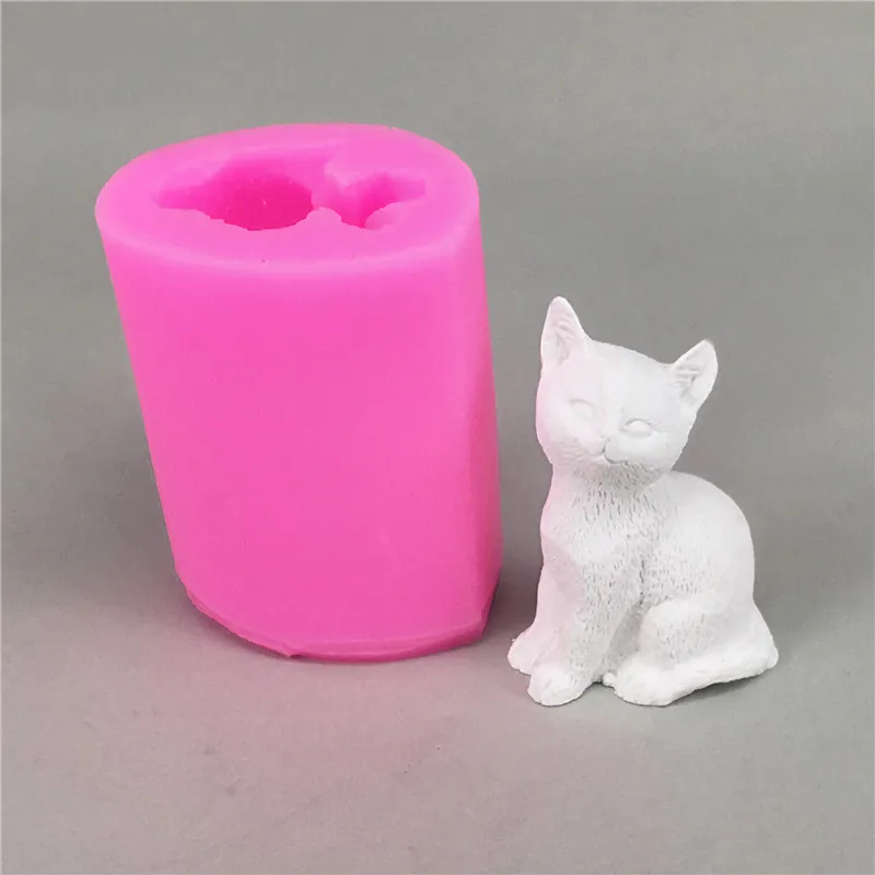 3D Jabon котенок Форма тортов украшения DIY лампы в форме свечи Fondant (сахарная)