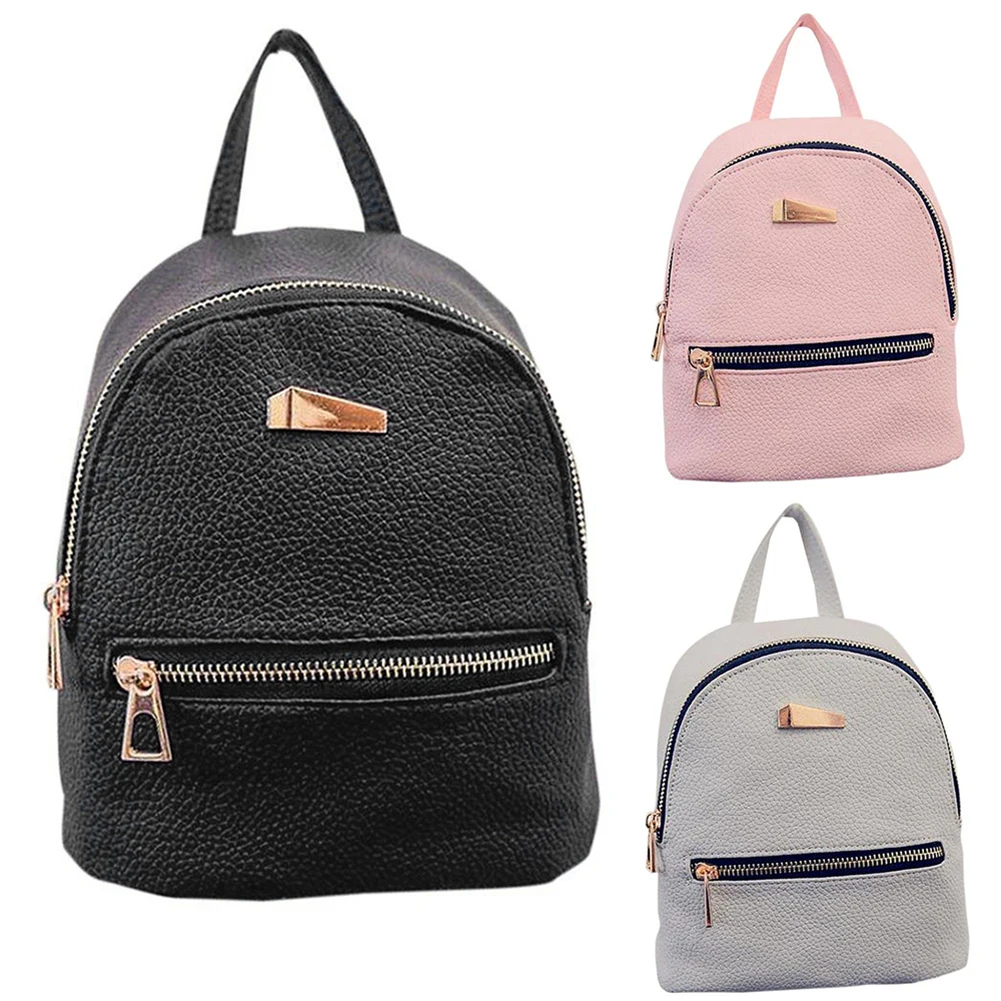 Fashion Faux Leather Mini Backpack Girls Travel School Rucksack Bag -in Backpacks from Luggage ...