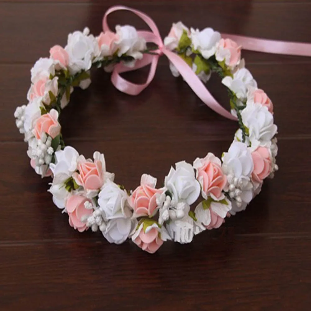 New Garland Flower Crown Women Girl Kids Head Garland Wedding Bridal