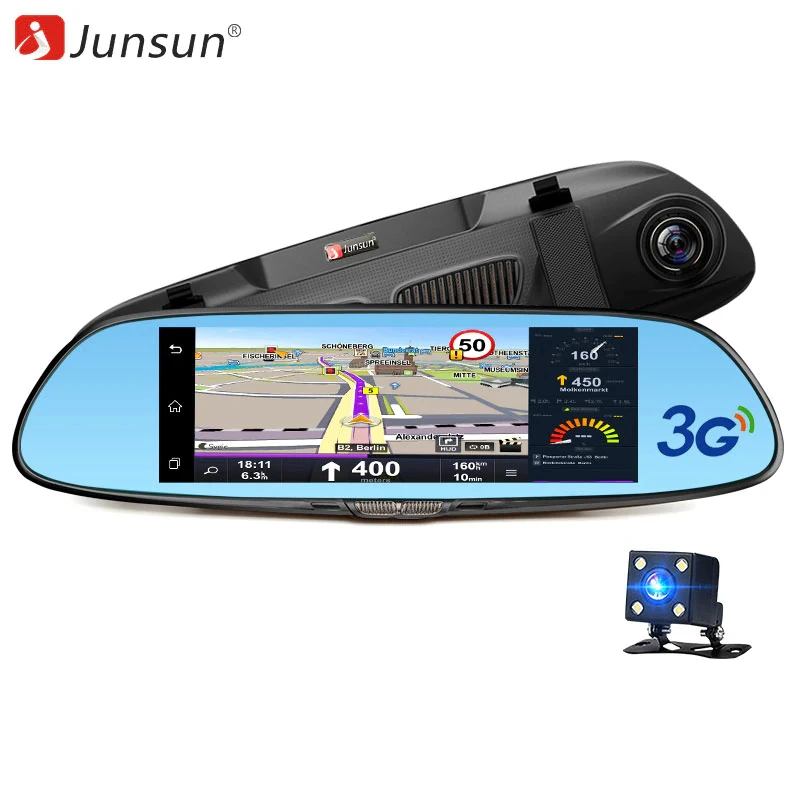 Dash camera Junsun A730 16GB 7 inch 3G Car GPS Navigation Android WIFI DVR Camera video recorder Rearview Mirror Vehicle gps | Автомобили