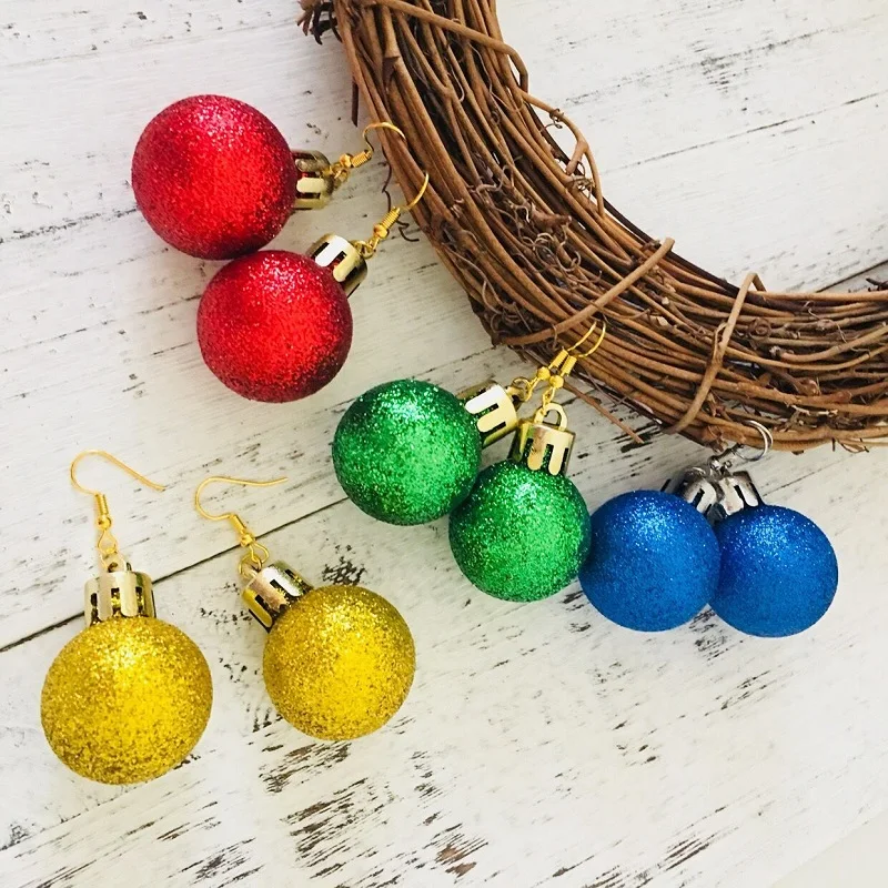Год, модные женские серьги, красный/синий/зеленый/желтый шар, очаровательные Подвесные серьги, рождественские украшения, вечерние украшения, лучший подарок