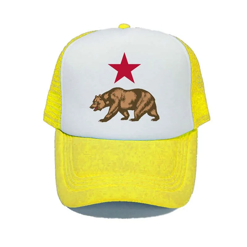 Калифорнийский медведь Кепка-тракер Кепки Для женщин Для мужчин Калифорнийская Республика бейсболка с флагом, головной убор в хип-хоп стиле, крутая бейсболка забавная летняя сетчатая Кепка YY312 - Цвет: YY31228