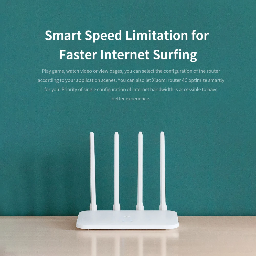 Wi Fi роутер Xiaomi Mi 4C 64 Мб 300 Мбит/с 2 4G 4 антенны умное управление через приложение