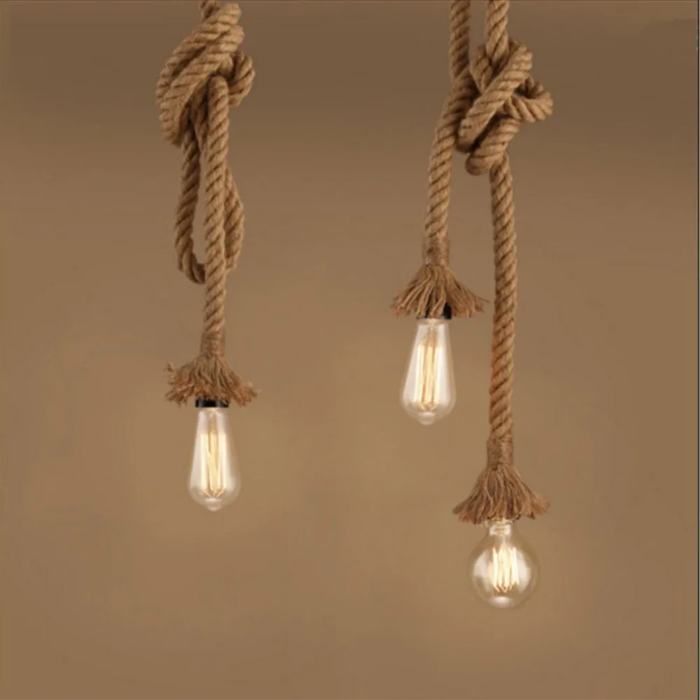 

Retro Vintage Rope Pendant Light Hand Knitted Lamp Loft Creative Personality Industrial Lamp LED Edison Bulb American Style