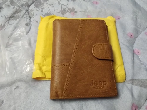 Jeep Brand Genuine Cow Leather Men Wallet Fashion Coin Pocket Trifold Design Men Purse High Quality Women Card ID Holder 8230 photo review
