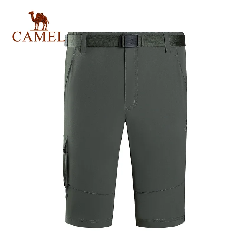 CAMEL мужские открытые быстросохнущие шорты весна лето свободные тонкие мягкие спортивные для верховой езды горные военные треккинговые шорты с поясом - Цвет: Green
