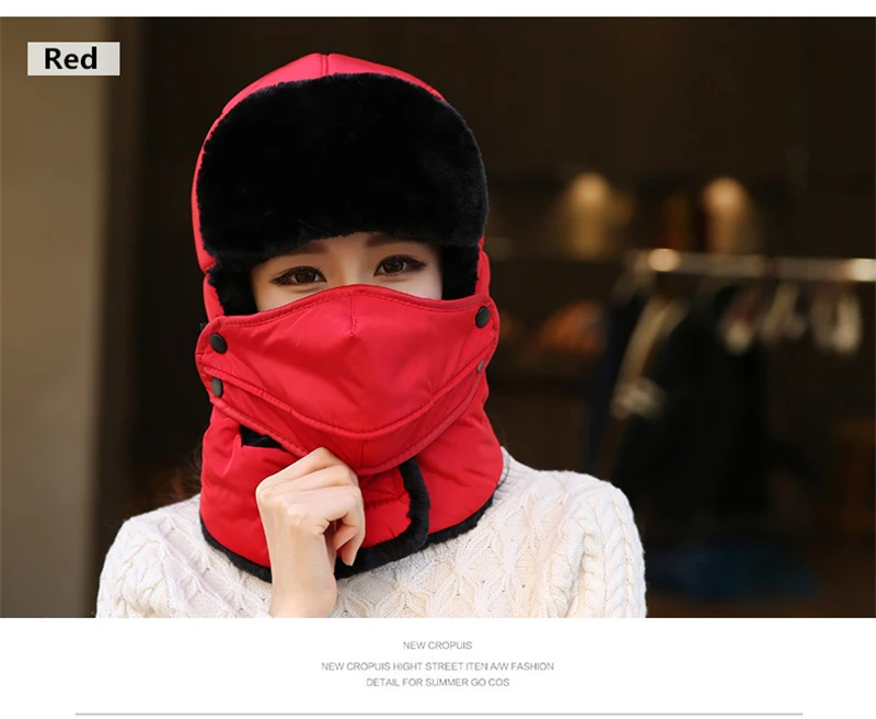 bomber crew beanie hat with full face covering 2019 new popular Bomber Hats men's winter hat with ear flaps outdoor cold warm skiing men winter hat warm hat earmuffs and mask thermal aviator bomber winter hat