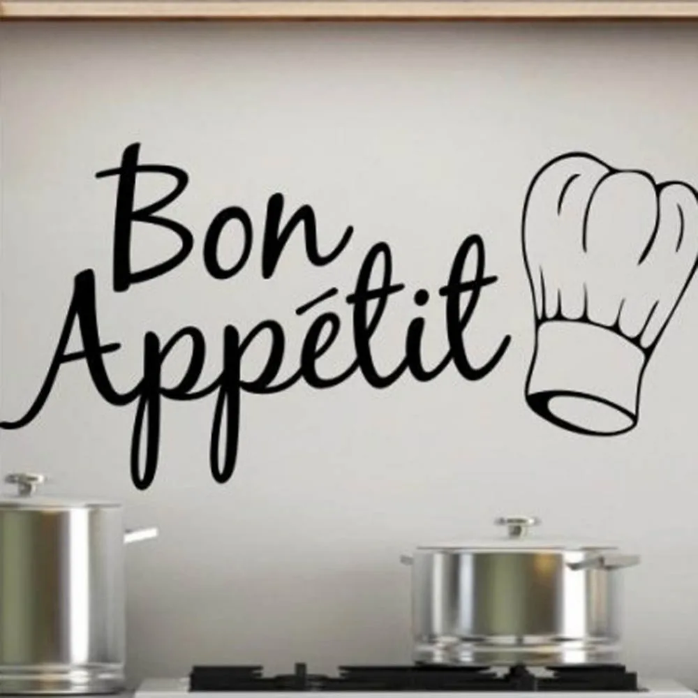 

Bon Appetit Food Wall Stickers Kitchen Room Decoration Diy Vinyl Home Decals Art posters papers Kitchen Wall Art Mural