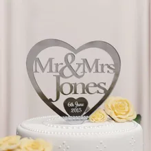 Сердце торт украшение на заказ имя и дата торт Топпер для свадьбы, помолвки Декор акриловое зеркало золото серебро торт стенд